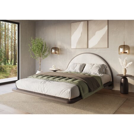 Łóżko lewitujące drewniane bukowe Visby MOMOKO / 180x200 cm, kolor palisander