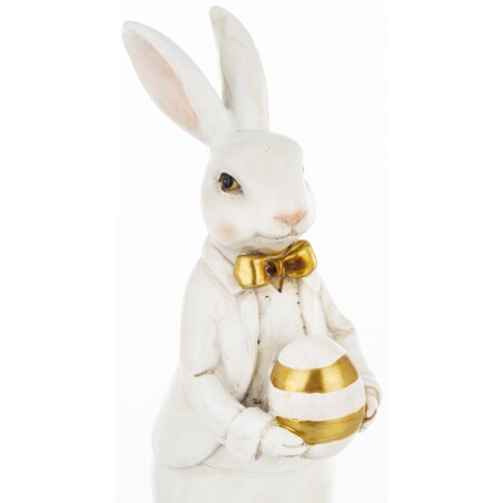 Dekoracja - króliczątko z pisanką i na pisance 13,5x9x9 cm BIELACZEK