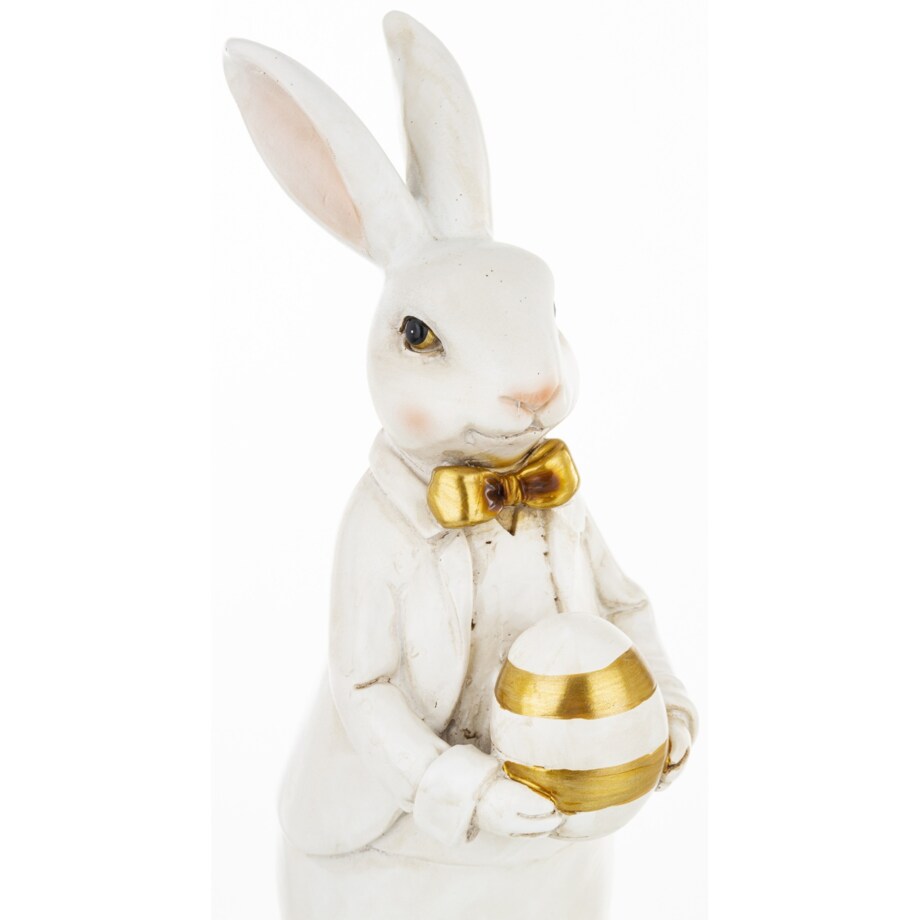 Dekoracja - króliczątko z pisanką i na pisance 13,5x9x9 cm BIELACZEK