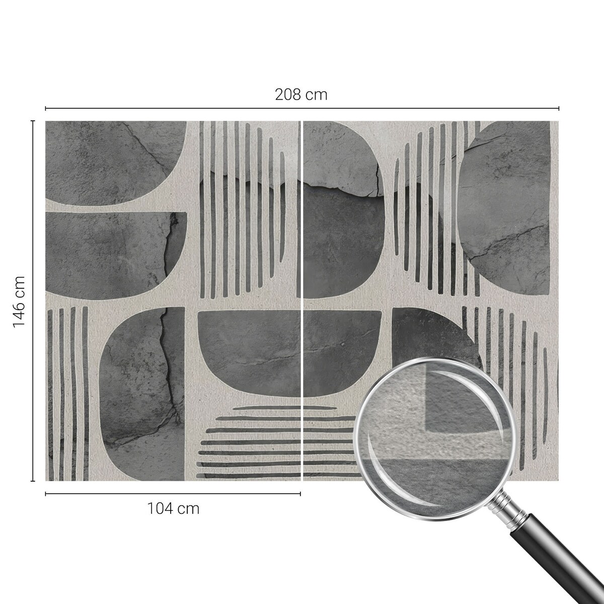 Fototapeta flizelinowa 208x146 cm - Kształty geometryczne, tapeta ścienna szara