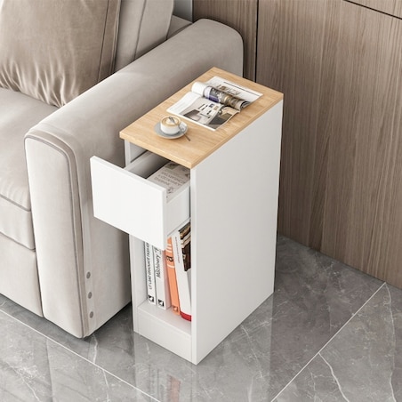 Szafka nocna wąska z szufladą stolik z półką nowoczesny loft sypialni 60 cm