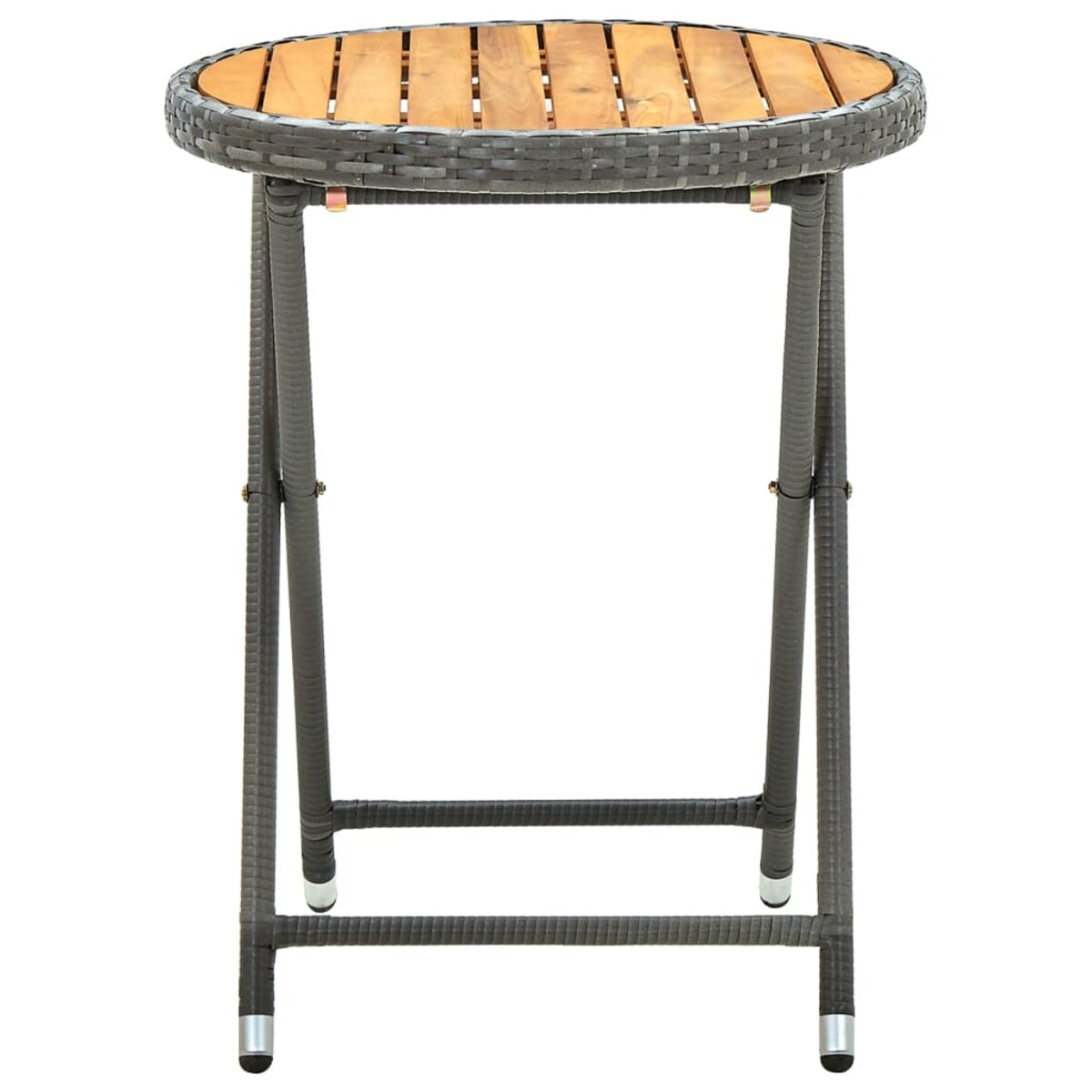 vidaXL Stolik herbaciany, szary, 60 cm, rattan PE i drewno akacjowe