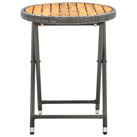 vidaXL Stolik herbaciany, szary, 60 cm, rattan PE i drewno akacjowe