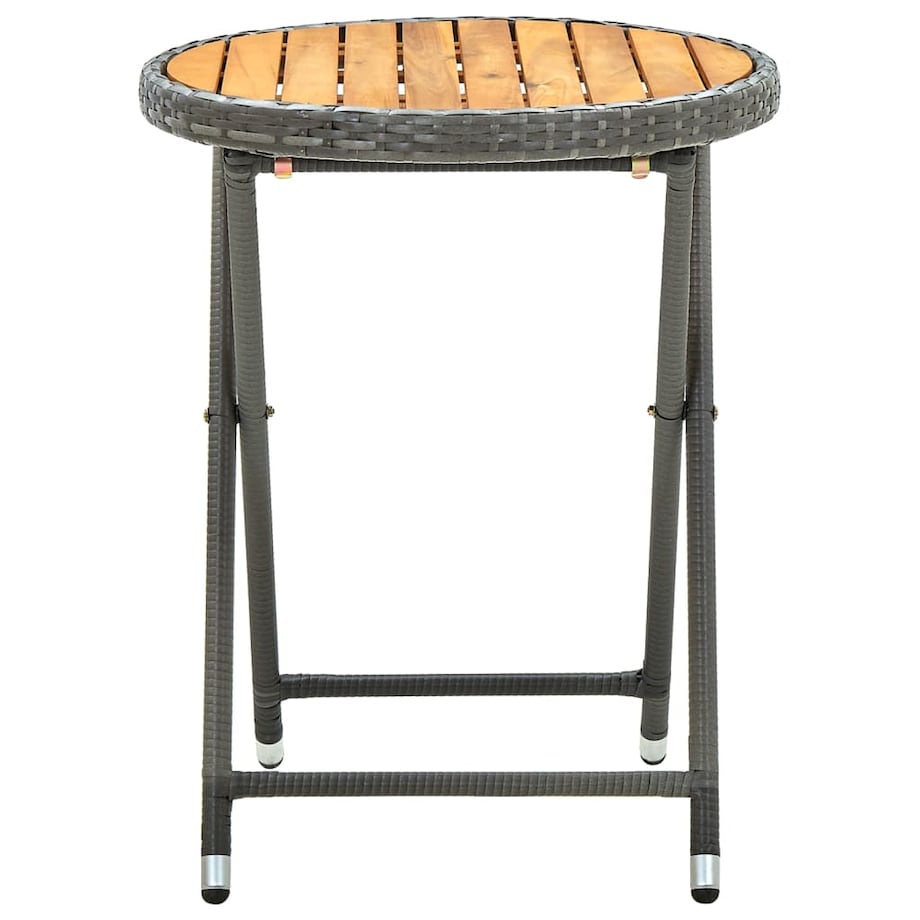 vidaXL Stolik herbaciany, szary, 60 cm, rattan PE i drewno akacjowe