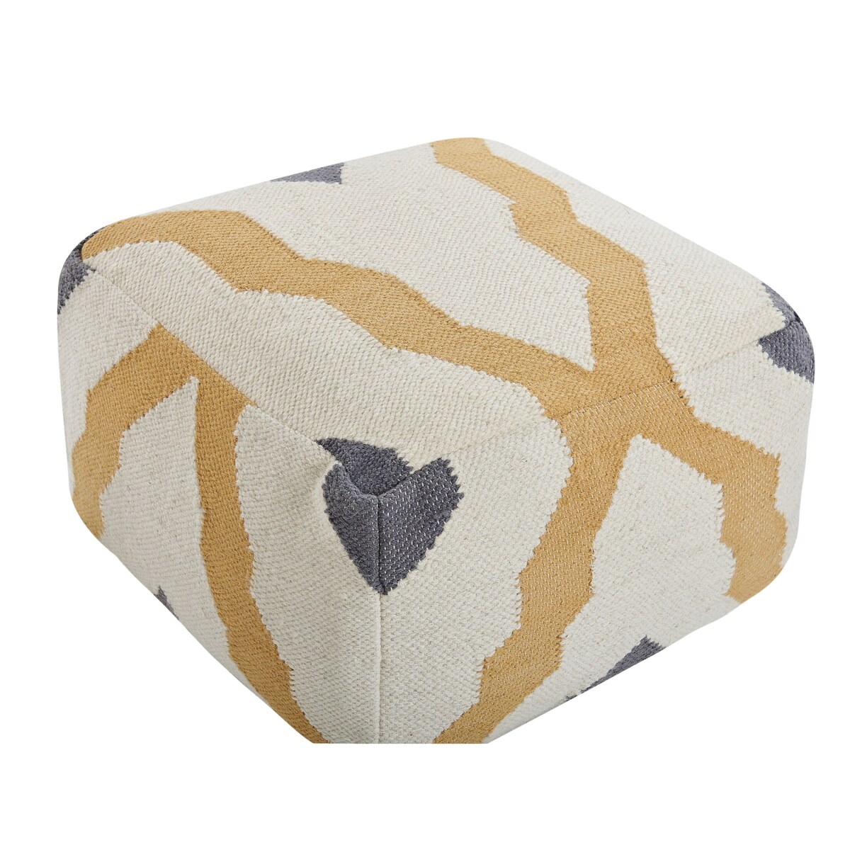 Puf wełniany 56 x 56 x 32 cm beżowo-żółty ZEUGMA