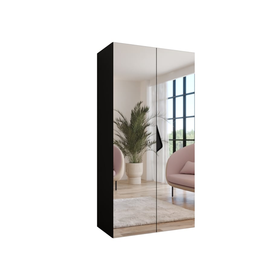 Szafa uchylna z lustrem Sandi 3 100 wys 202 cm Czarny + u Czarny