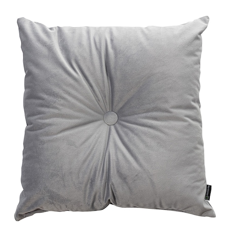 Poduszka kwadratowa Velvet z guzikiem, srebrzysty szary, 37 x 37cm, Velvet
