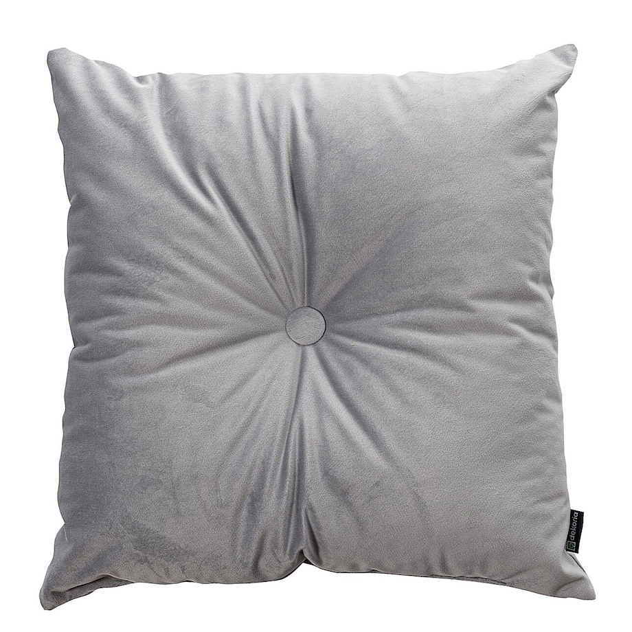 Poduszka kwadratowa Velvet z guzikiem, srebrzysty szary, 37 x 37cm, Velvet