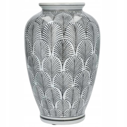 WAZON NA KWIATY BUKIET CERAMICZNY BIAŁY CZARNY DUŻY DO DOMU SALONU 30cm