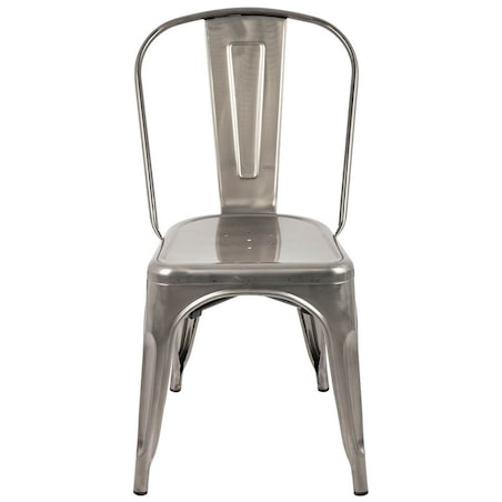 Nowoczesne krzesło srebrne Tower z lakierowanego metalu