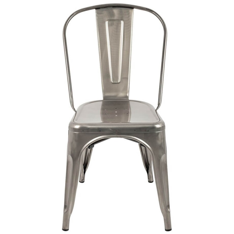 Nowoczesne krzesło srebrne Tower z lakierowanego metalu