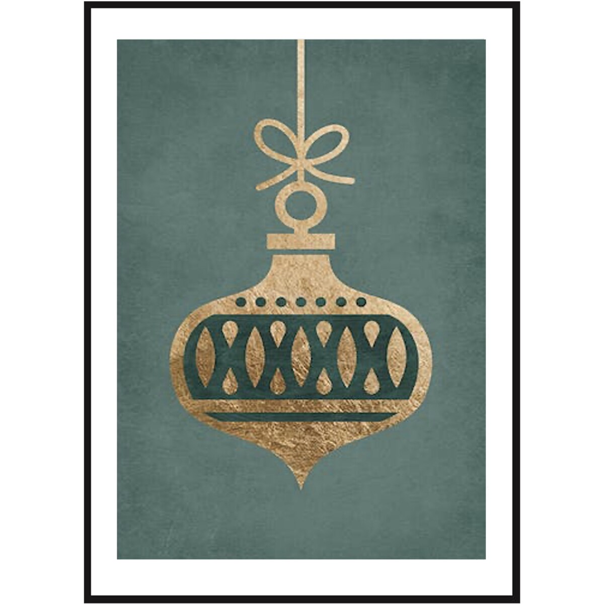 Poster Story, Plakat, Obraz - Złota Bombka na Zielonym Tle, wymiary 70 x 100 cm