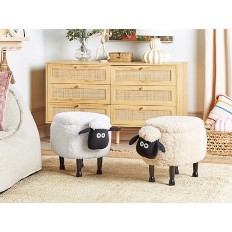 Pufa zwierzak ze schowkiem beżowa SHEEP