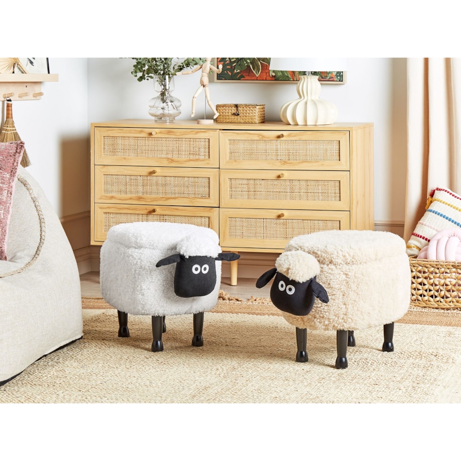 Pufa zwierzak ze schowkiem beżowa SHEEP