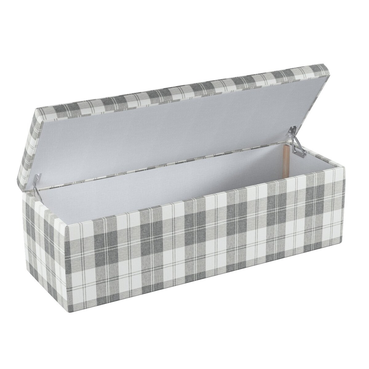 Skrzynia tapicerowana, krata szaro-biała, 120 x 40 x 40 cm, Edinburgh