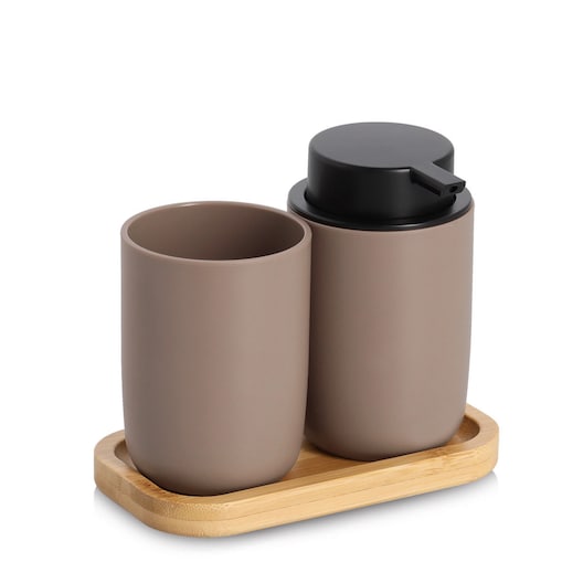 Zestaw akcesoriów łazienkowych, pojemnik na szczoteczkę i dozownik do mydła ZELLER