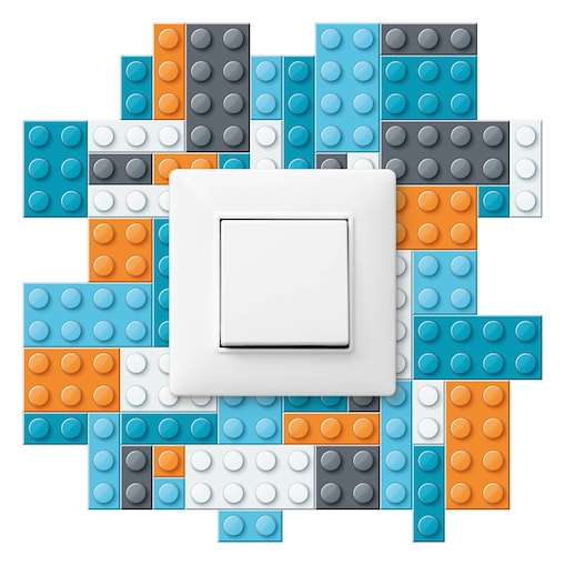 Naklejka Pod Włącznik Kontakt Kolorowe Klocki Lego Do Pokoju Chłopca 20x20cm