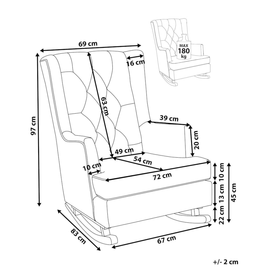 Fotel bujany jasnoszary TRONDHEIM II