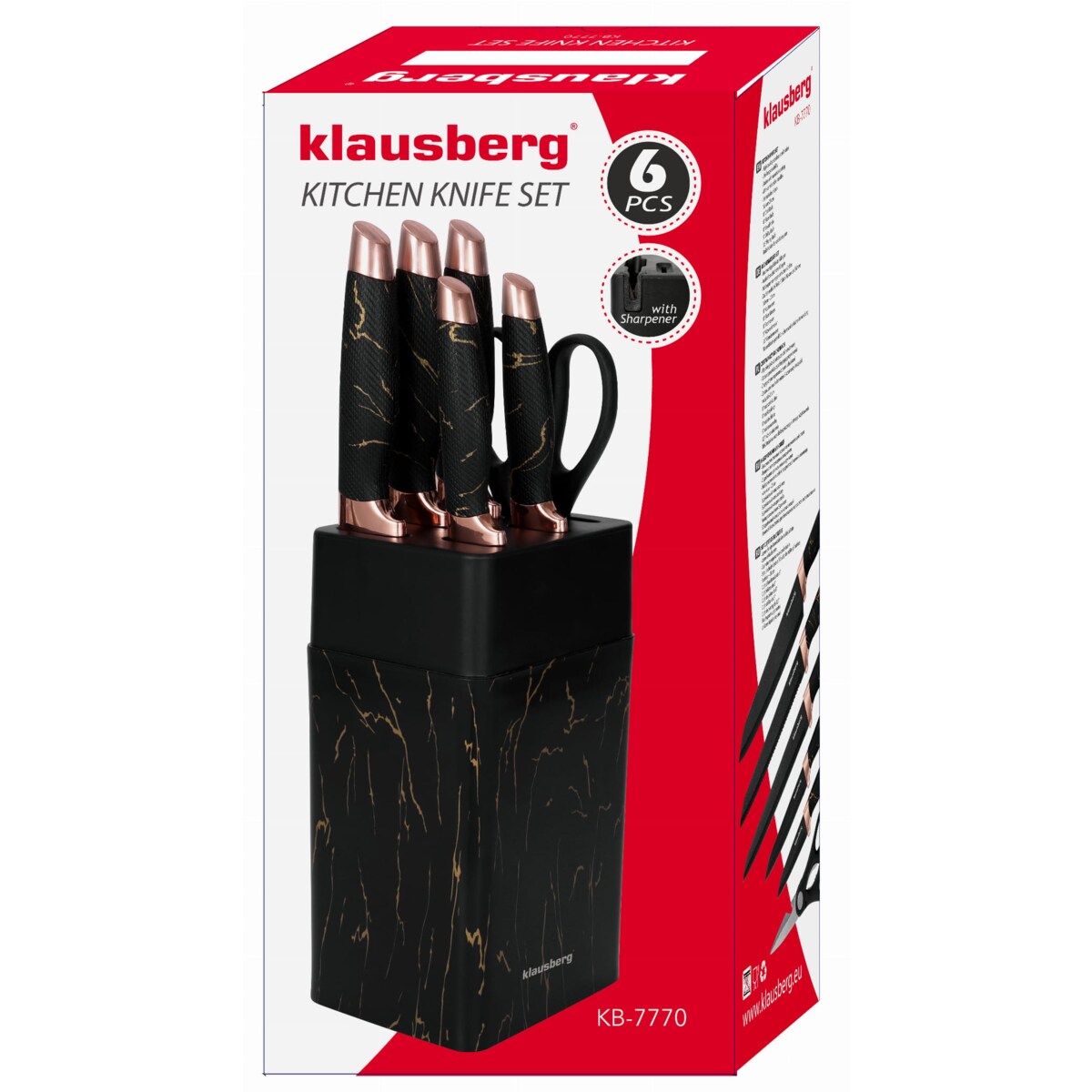 Zestaw noży kuchennych w bloku 6 elementów czarny KLAUSBERG