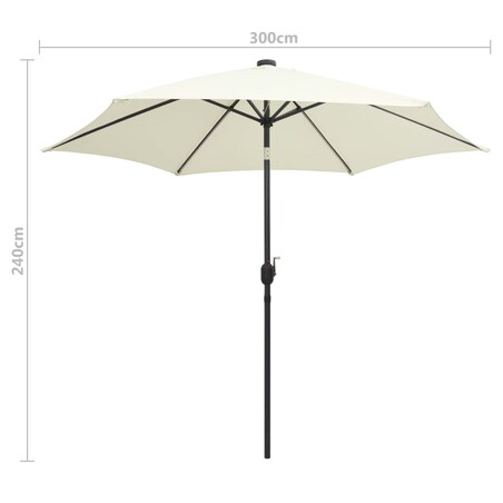 vidaXL Parasol ogrodowy z LED i aluminiowym słupkiem, 300 cm, piaskowy