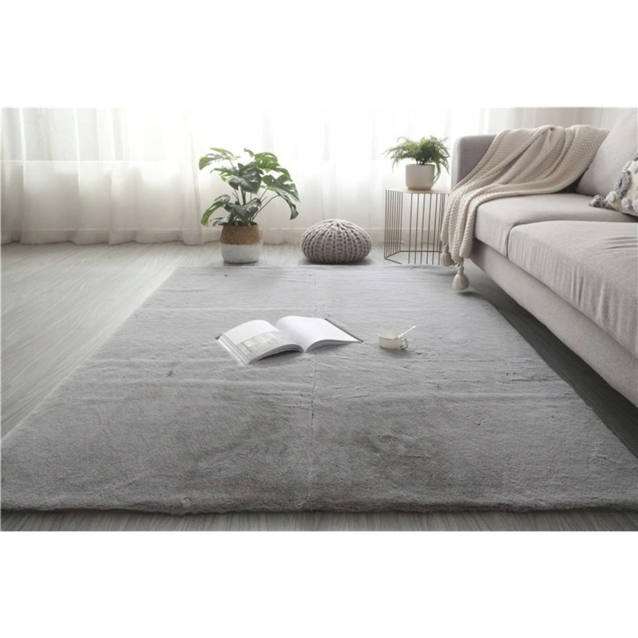 Dywan pluszowy jasnoszary miękki rabbit 160x220 cm