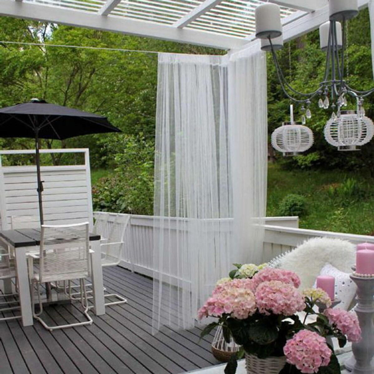 Firany na taras balkon ogrodowe 140x250 cm białe