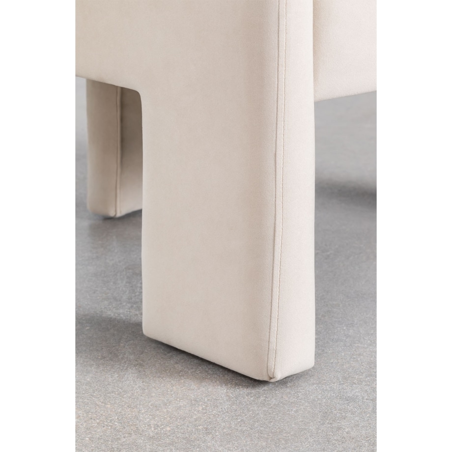 Fotel aksamitny na trzech nogach Maupiti kremowy