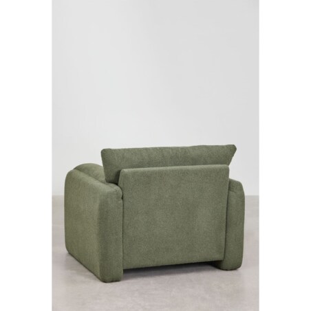 Fotel wypoczynkowy bouclé szałwiowo zielony Serra
