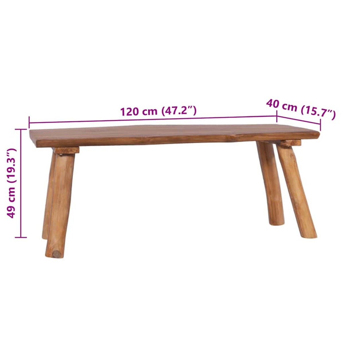 vidaXL Ławka ogrodowa, 120 cm, lite drewno tekowe