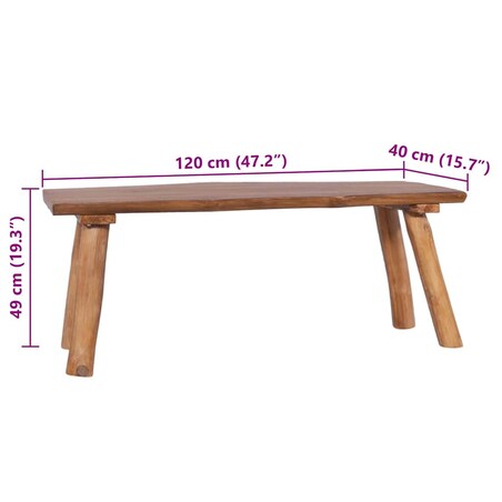 vidaXL Ławka ogrodowa, 120 cm, lite drewno tekowe