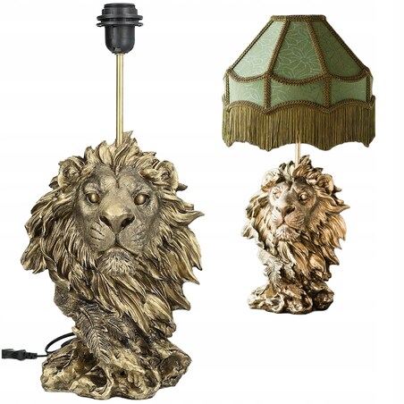 LAMPA STOŁOWA BIURKOWA NOCNA LEW ZŁOTA 47cm E27 DO SALONU DOMU GLAMOUR