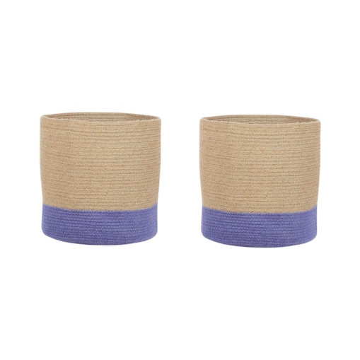 Zestaw 2 koszy jutowych beżowo-fioletowy BULANIK