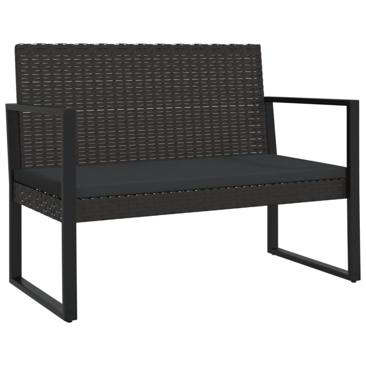 vidaXL Ławka ogrodowa z poduszkami, czarna, 106 cm, polirattan