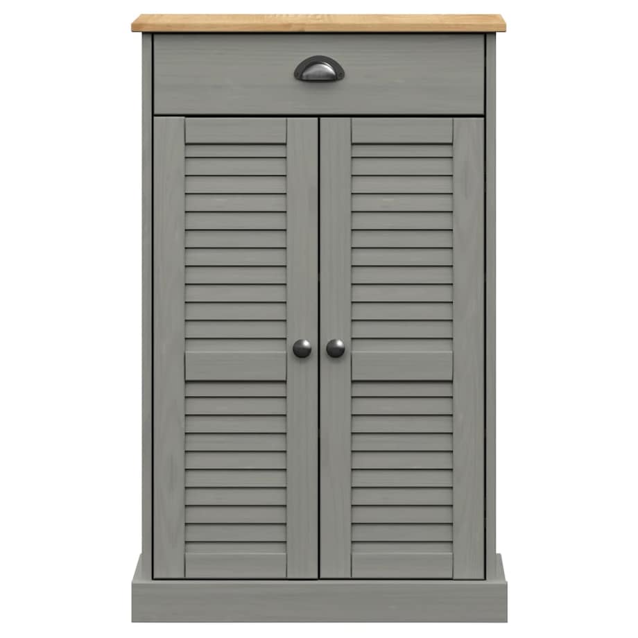 vidaXL Szafka na buty VIGO, szara, 60x35x96 cm, lite drewno sosnowe
