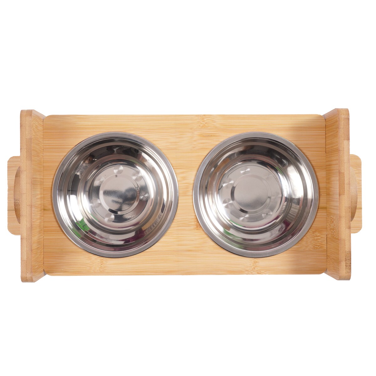 Zestaw 2 Misek Z Regulacją Wysokości  Pies Kot Drewniane Dla Zwierząt