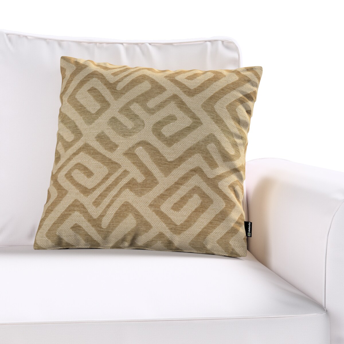 Poszewka Wera na poduszkę 45x45 kawowe wzory na beżowym tle