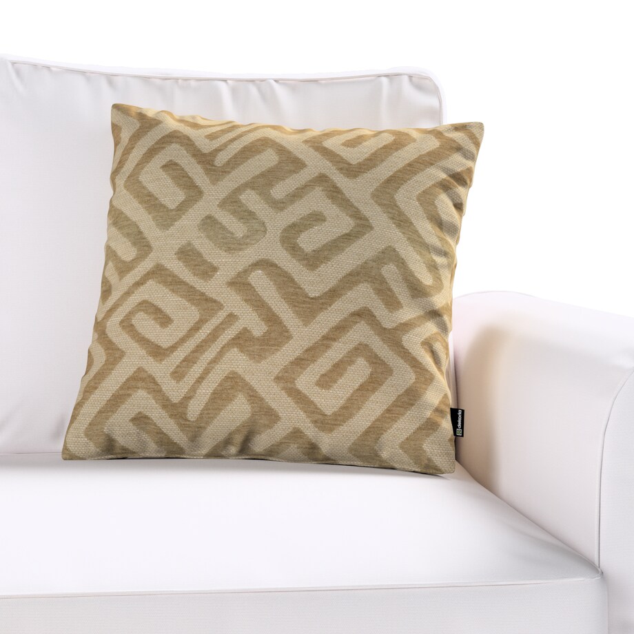 Poszewka Wera na poduszkę 45x45 kawowe wzory na beżowym tle