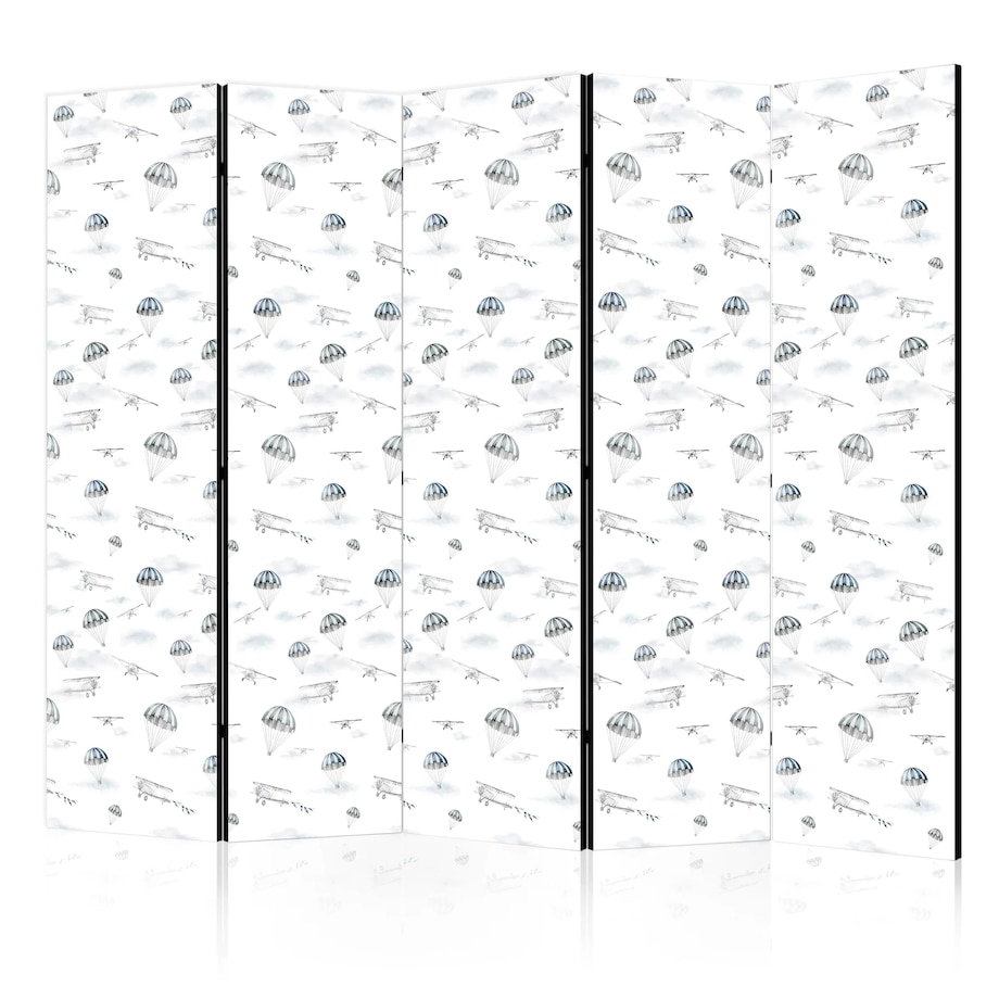 Parawan jednostronny Dla dzieci 225x172 cm 5-częściowy czarny