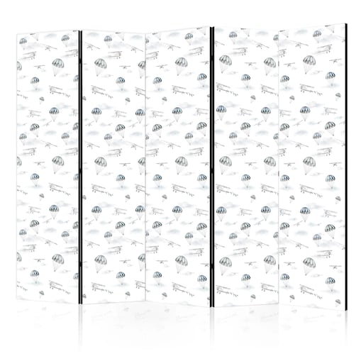 Parawan jednostronny Dla dzieci 225x172 cm 5-częściowy czarny