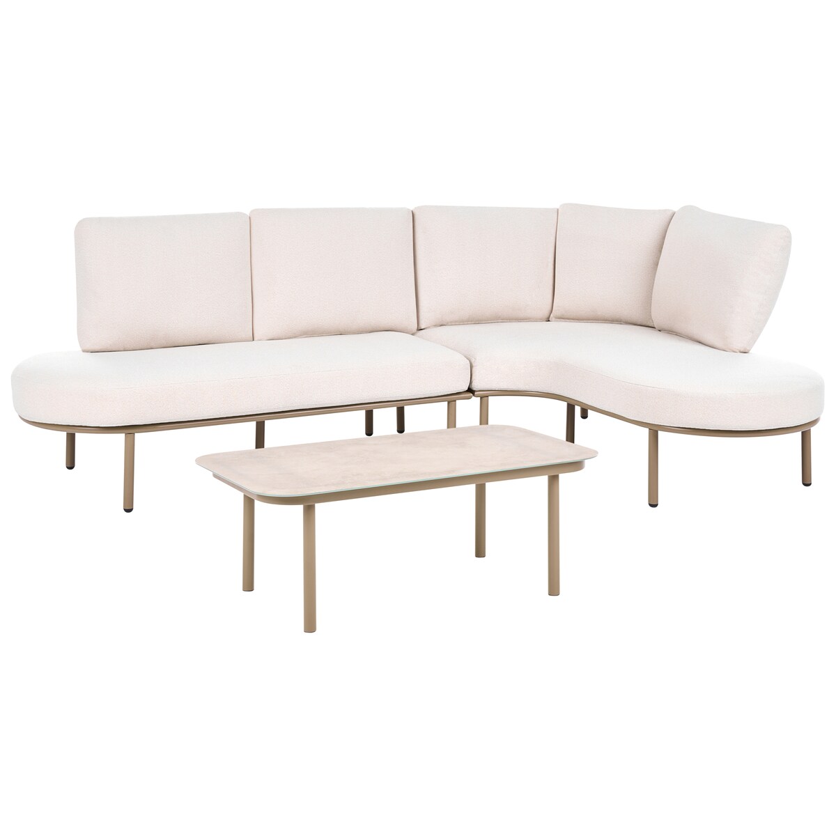 Sofa ogrodowa ze stolikiem dla 4 osób POLLINA Metal Brązowy