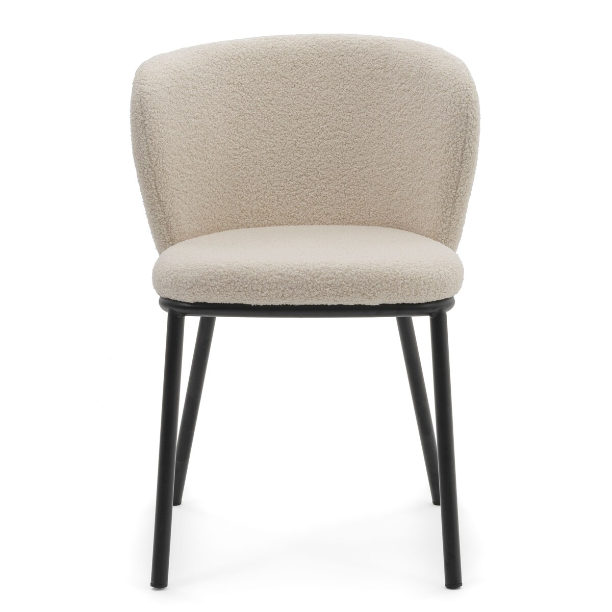 KRZESŁO TAPICEROWANE DO SALONU GLAMOUR TKANINA BOUCLE TEDDY JASNOBEŻOWE BARI