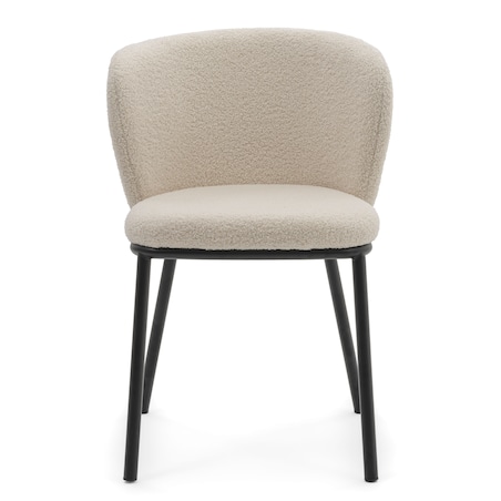 KRZESŁO TAPICEROWANE DO SALONU GLAMOUR TKANINA BOUCLE TEDDY JASNOBEŻOWE BARI