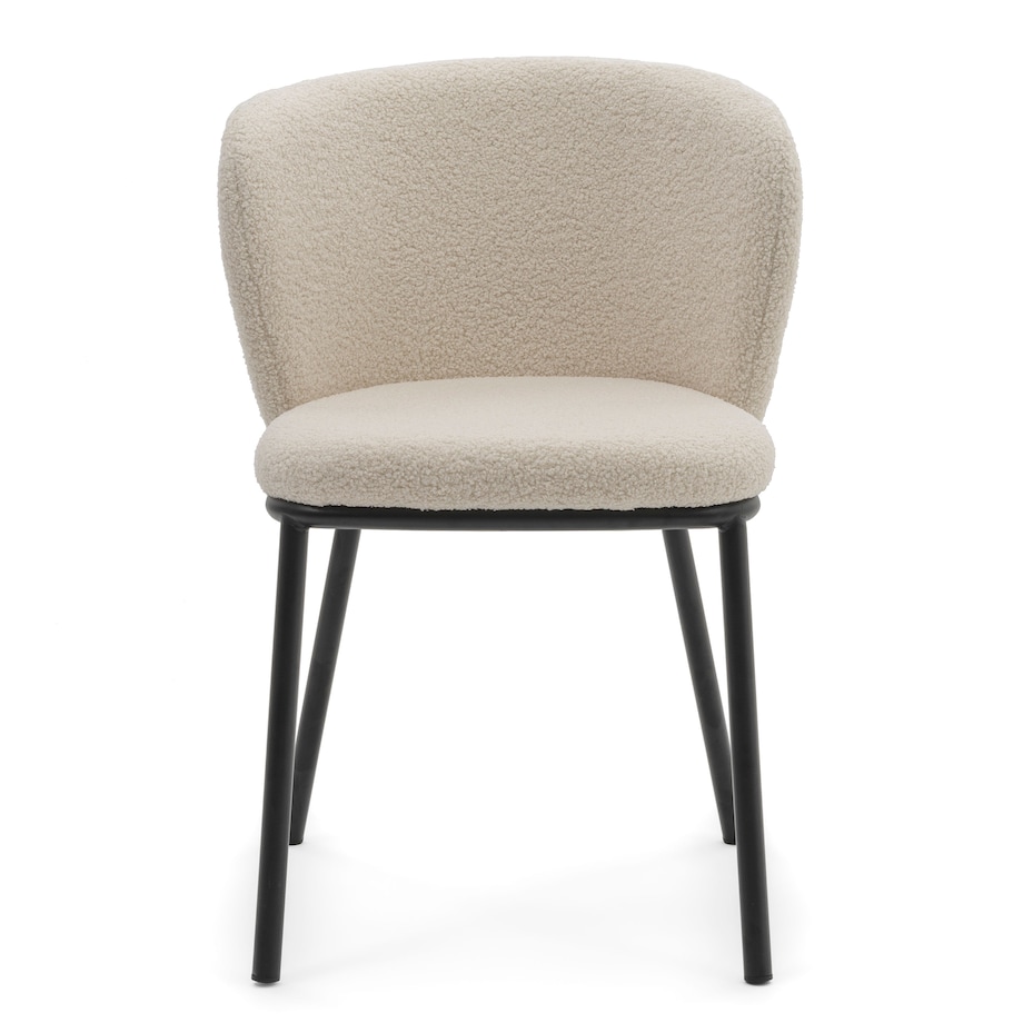 KRZESŁO TAPICEROWANE DO SALONU GLAMOUR TKANINA BOUCLE TEDDY JASNOBEŻOWE BARI