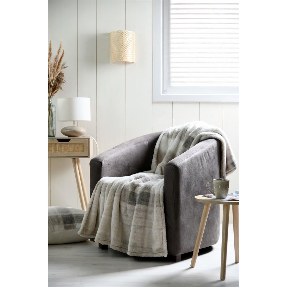 Koc pluszowy SCOTLAND w kratę, 130 x 160 cm