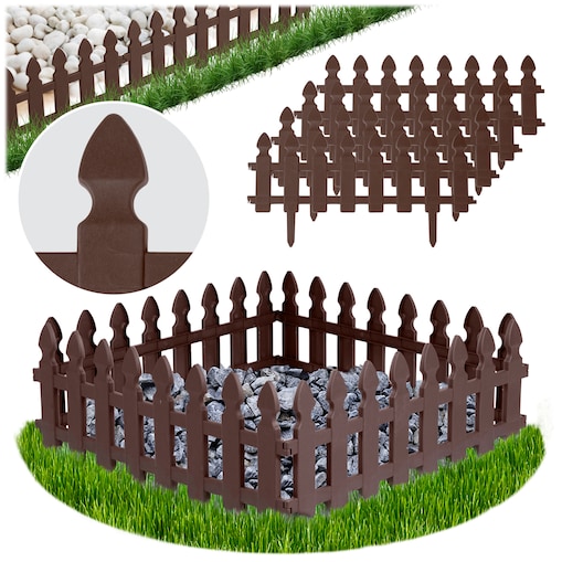 Palisada ogrodowa obrzeże ogrodowe trawnikowe brązowe Plonos tworzywo płotek 240 cm
