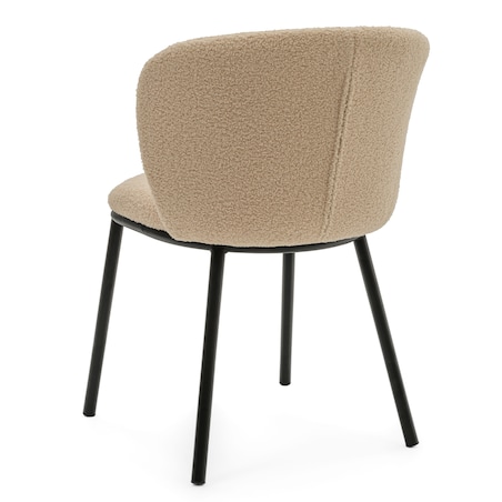 KRZESŁO TAPICEROWANE DO SALONU GLAMOUR TKANINA BOUCLE TEDDY BEŻOWE BARI