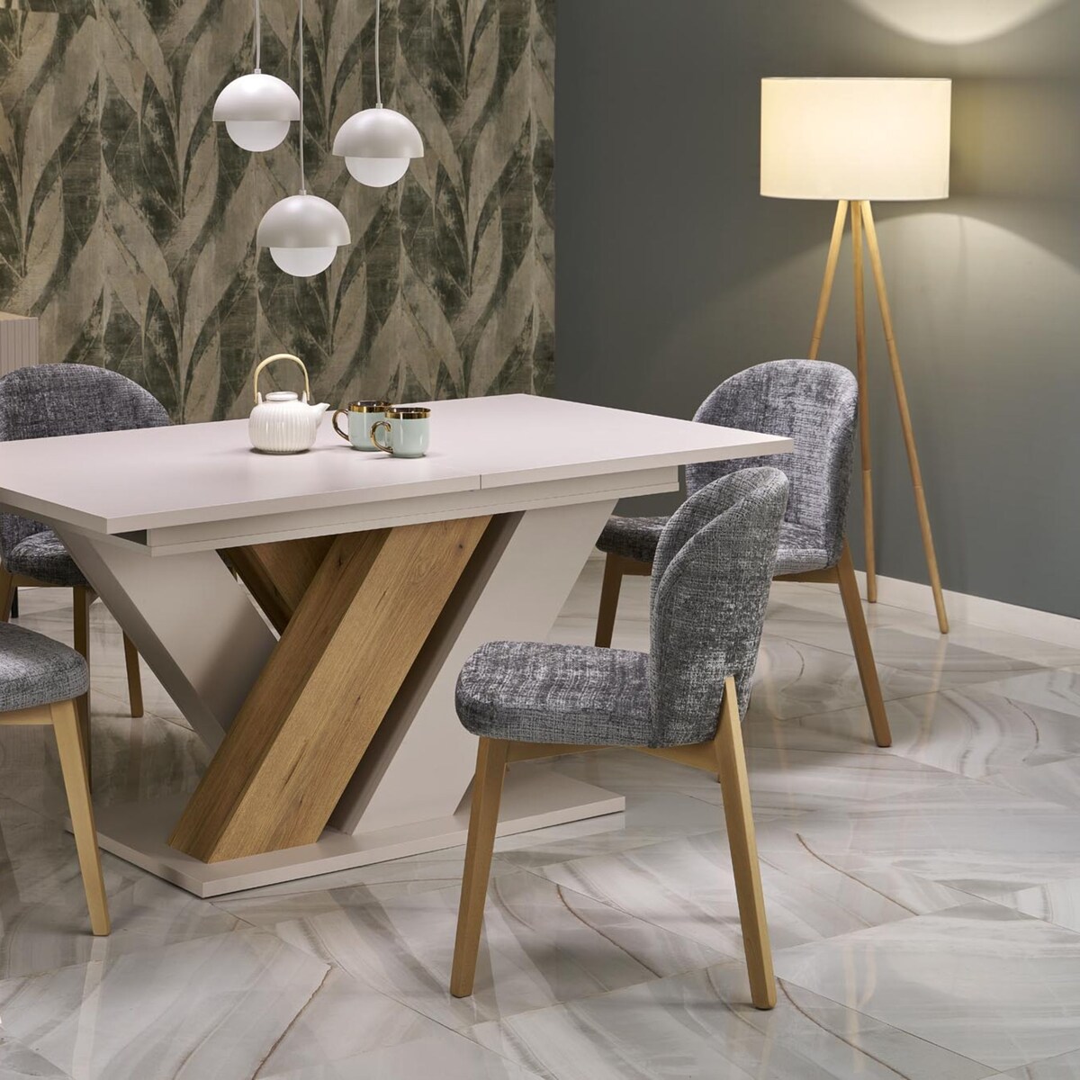 Lampa wisząca TK Lighting BONO BEIGE 10206 beżowo-biała 3xG9 regulowana do salonu jadalni kuchni