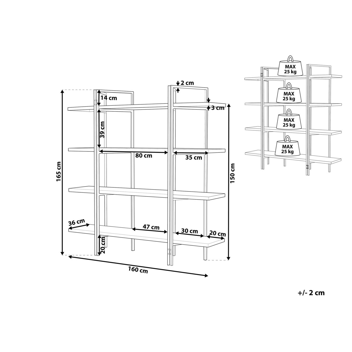Regał 4 półki ciemne drewno COMPTON