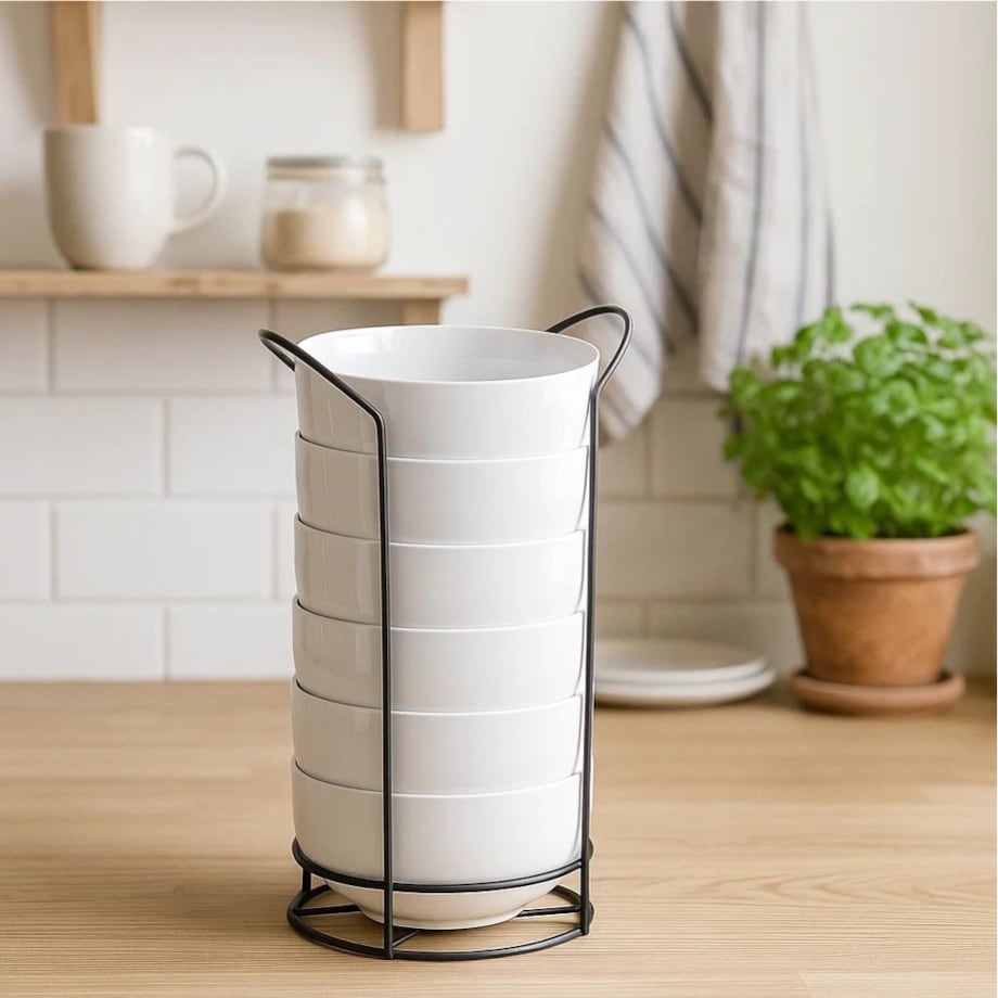 Komplet 6 misek porcelanowych z stojakiem, 800 ml TIGRILLA