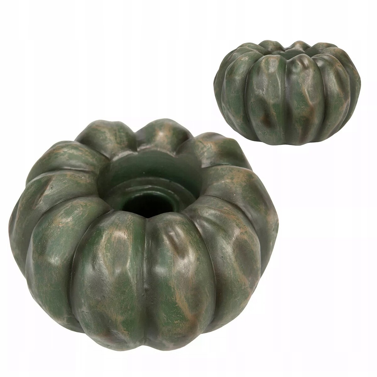 ŚWIECZNIK DYNIA HALLOWEEN JESIEŃ ZIELONA 2w1 tealight kandelabr ozdoba 11cm